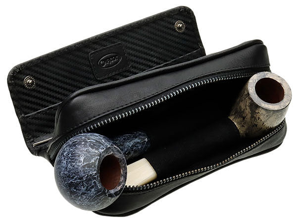 Chacom Leather 2 Pipe Case Pouch Black - Image 2