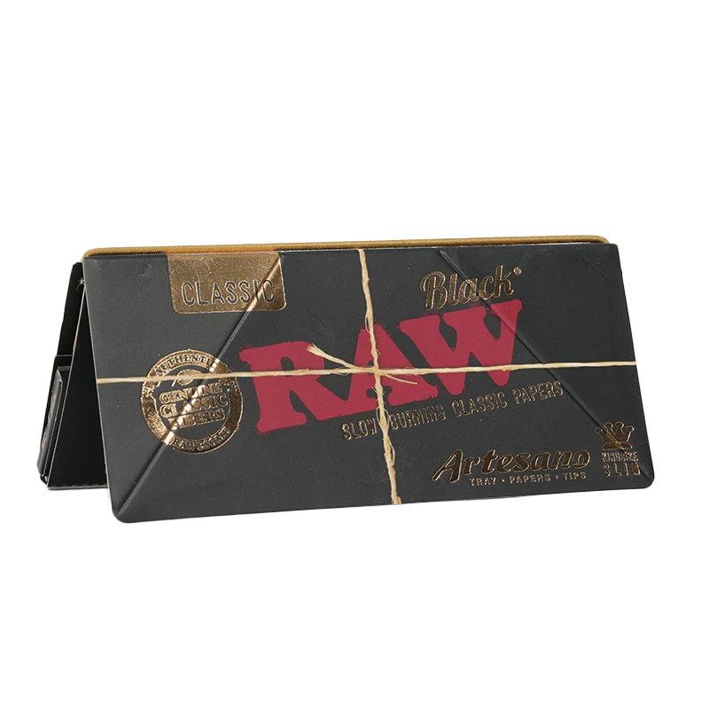 Raw Black King Size Slim Artesano Rolling Papers with Poker 32ct