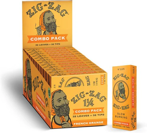 Zig-Zag Combo Pack - 1 1/4 Orange Rolling Paper + Tips 32ct - Image 2