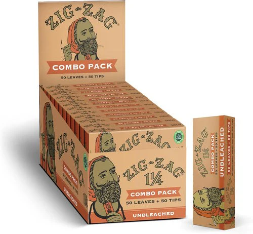 Zig-Zag Combo Pack 1 1/4 Unbleached Rolling Paper + Tips 50ct - Image 3