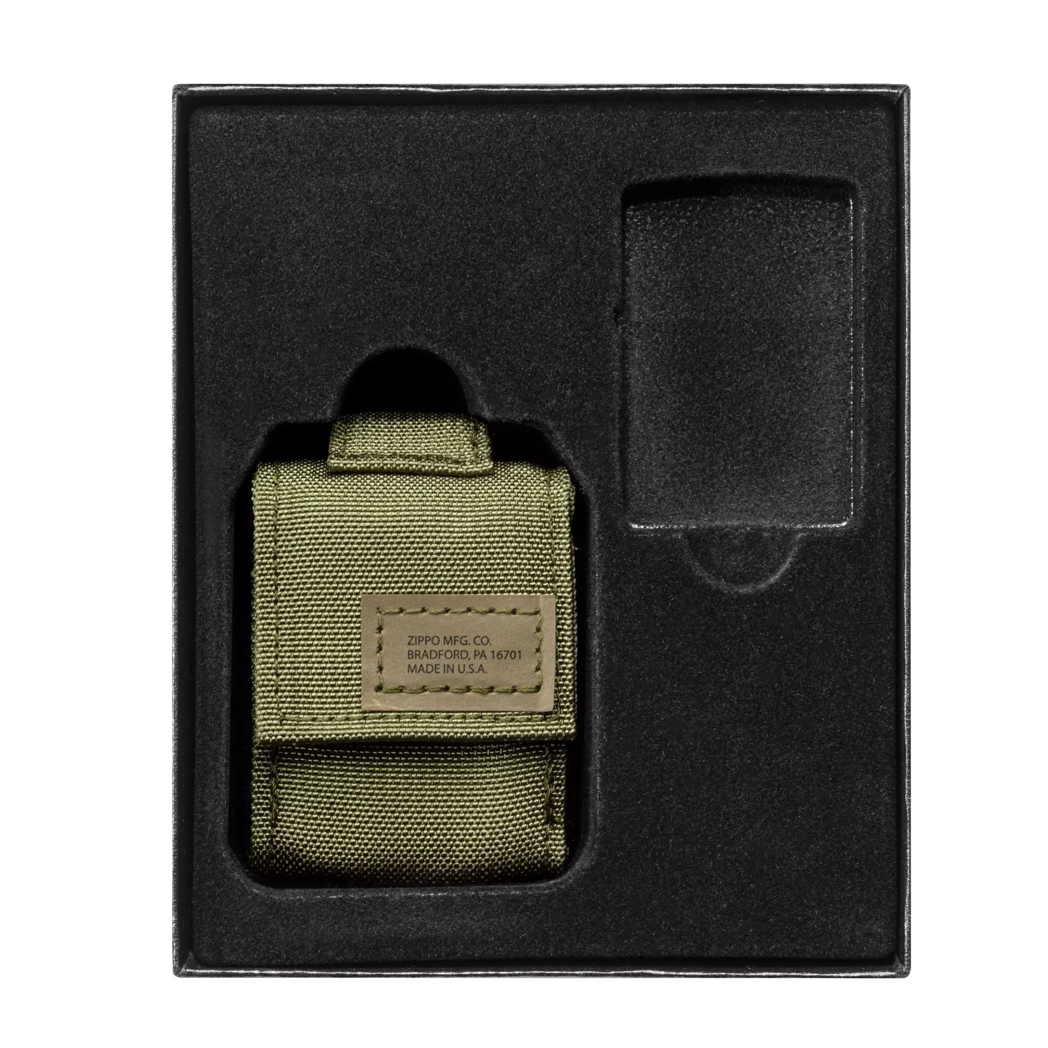 Zippo 236 Blk Crackle Ltr Tactical Pouch OD Green GS - Image 2